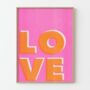 Love Typography Bright Riso Print, thumbnail 8 of 9