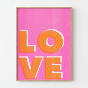 Love Typography Bright Riso Print, 8 of 9