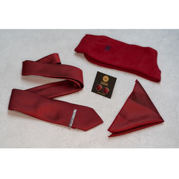 Red Tie Set And Socks Wedding Groomsmen Gift, 4 of 5
