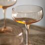 Set Of Four Amber Coupe Cocktail Champagne Glasses, thumbnail 2 of 3