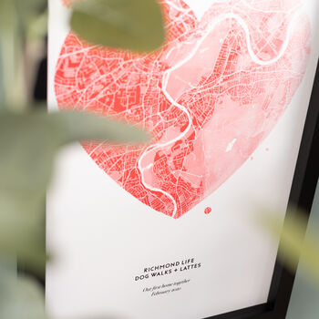 Customisable Heart Shaped Watercolour Map Print, 3 of 6
