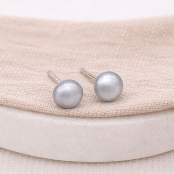 Sterling Silver Grey Freshwater Pearl Stud Earrings – 5mm, 2 of 7