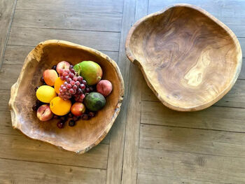 Huge 50cm Wooden Fruit Bowl Handcrafted Teak Root, 3 of 5