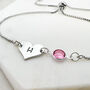 Initial Heart And October Birthstone Bracelet, thumbnail 2 of 6