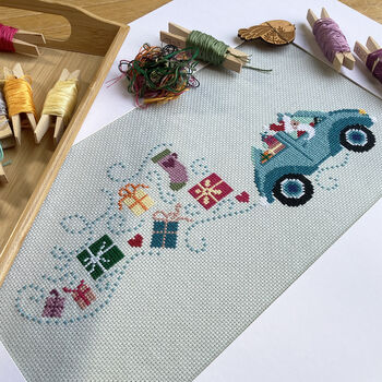 Driving Home For Christmas Modern Cross Stitch Kit, 6 of 7