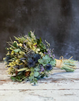 Dried Flower Wedding Bouquet With Dried Thistles, 5 of 5