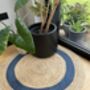 Blue Border Round Jute Rug, thumbnail 1 of 4