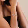 Four Rows Gold Plated Mesh Chain Bracelet With Pink Crystal, thumbnail 1 of 3