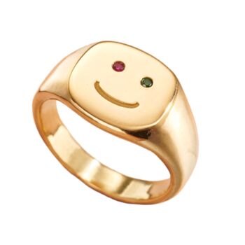 Happy Face Birthstone Signet Ring, 4 of 7