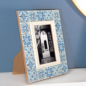Blue Moroccan Tile Effect Photo Frame, 3 of 4