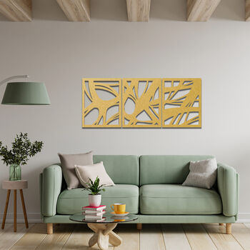 Triptych 3D Wooden Wall Panels: Modern Art Design, 5 of 9