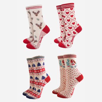 Rainbow Multi Bamboo Socks Christmas Gift Set Four Pack, 2 of 3
