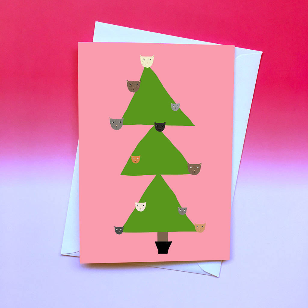 Kitty Tree Christmas Card By Nicola Rowlands
