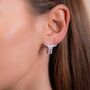 925 Sterling Silver Rose Quartz Square Stud Earrings, thumbnail 1 of 3