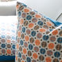 Large Orange And Blue Geometric Wool Cushion, thumbnail 3 of 4