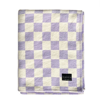 Sona Checkerboard Lilac And Cream Recycled Cotton Throw, 2 of 5