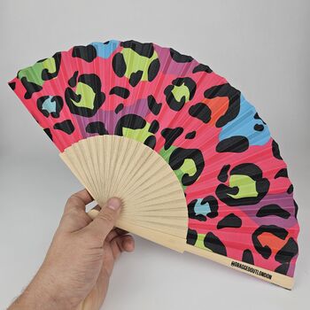 Handheld Rainbow Leopard Folding Fan, 3 of 3