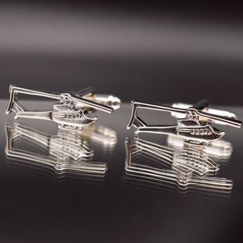 Helicopter Silver Cufflinks Gift Pilot, 5 of 5