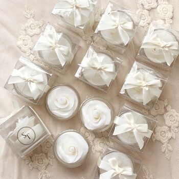 Wedding Favours Candle Roses, Party Personalised Guests Gifts, 3 of 11