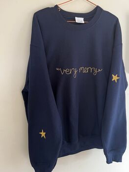 Very Merry Embroidered Christmas Jumper, 3 of 6