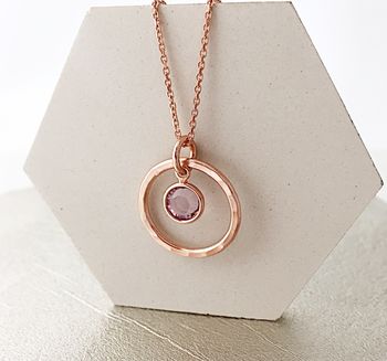 June Birthstone Rose Gold Plated Circle Necklace, 2 of 5