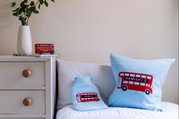 London Bus Personalised Hot Water Bottle Cover, 7 of 7