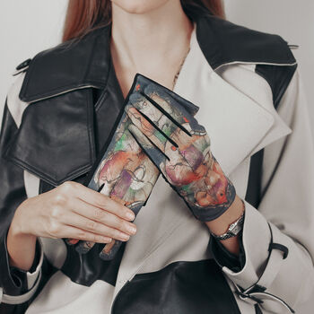 Art Print Suede Stretchy Touchscreen Gloves, 5 of 11