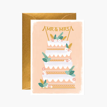 Mr And Mrs Wedding Cake Greeting Card, 2 of 2