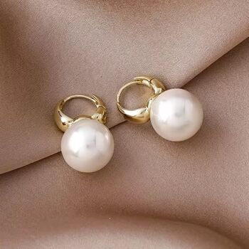 Gold Hoop Pearl Drop Earrings, 3 of 6