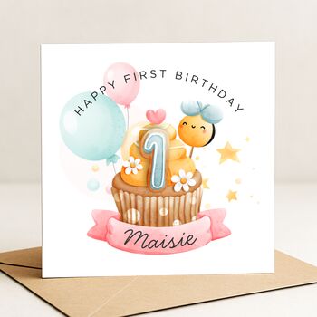 Personalised First Birthday Card For Baby Girl Daughter, 2 of 8