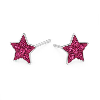 Sterling Silver Pink Star Stud Earrings – 5mm, 4 of 10