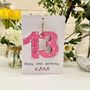 Personalised 13th Birthday Card Wooden Number Gift, thumbnail 3 of 5
