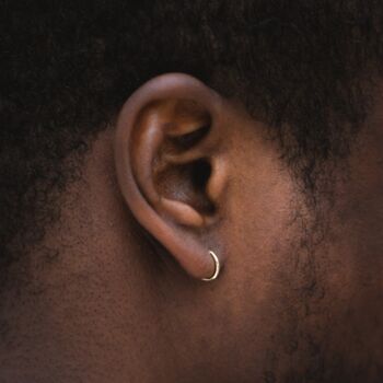 Micro 925 Sterling Silver Huggie Hoop Earring For Men, 5 of 6