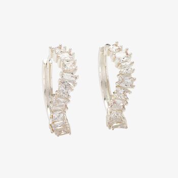 Nami 925 Sterling Silver Plated Stone Wave Earrings, 3 of 5