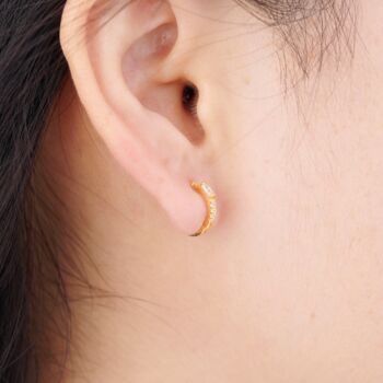 Gold Cz Huggie Hoop Earrings, 2 of 7