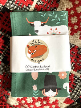 Tea Towel 100% Cotton Welsh Folk Art Design, 12 of 12
