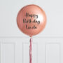 Personalised Rose Gold Plume Inflated Orb Balloon, thumbnail 1 of 2