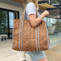 Tote Bag Cotton Dark Leopard Quilted Beach Bag Shopper, thumbnail 3 of 5