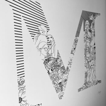 'Letter M' Linear Illustration Print, 4 of 7