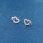 925 Sterling Silver Cz Heart Stud Earrings, thumbnail 2 of 7