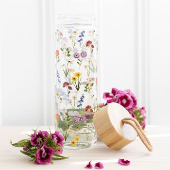 Wildflower Glass And Bamboo Water Bottle, 4 of 5