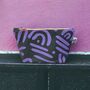 Small Cosmetic Bag Purple Squiggles On Dark Grey, thumbnail 1 of 3