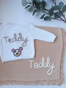 Personalised White Name Cardigan,Baby Gift, 4 of 8