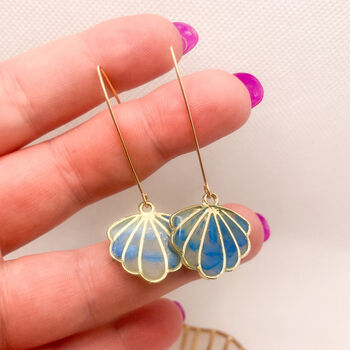 Blue Sea Shell Threader Earrings, 5 of 8