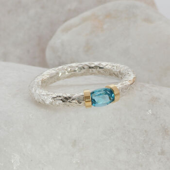 Handmade Silver Textured Ring With A Choice Of Gemstone, 2 of 11