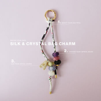Personalised Silk And Crystal Bead Bag Charm, 8 of 8
