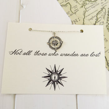'Not All Who Wander' Compass Necklace, 4 of 7
