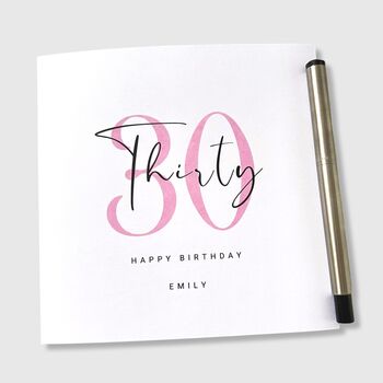 Personalised 30th Birthday Card Her Pink, 2 of 7
