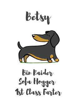 Dachshund Personalised Dog Name And Personality Print, 2 of 6