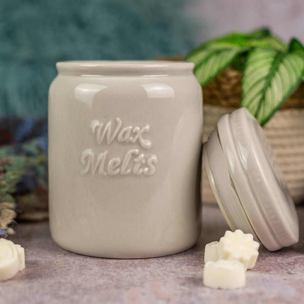 Grey Ceramic Wax Melt Storage Jar And Six Melts By Chalk and Cheese